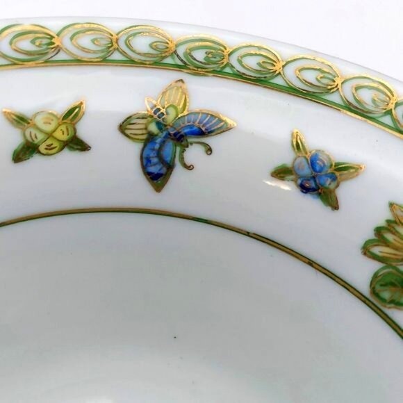 Andrea by Sadek Hand Painted Porcelain Floral Butterfly Rice Serving Bowl #9399 - Picture 5 of 8